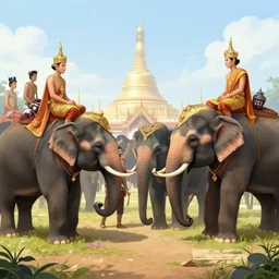 the elephant battle, king naresuan versus crown prince mingyi swa war scene, a colorized photo, colorized, # film, movie still