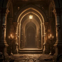 deathly portal to the underworld, ultra detailed, warm interior light, cinematic shot, photorealistic, octane render, high definition, fine details, sinister mood, 8 k, mcbess tones,