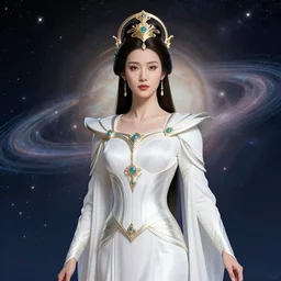 portrait of the powerful empress of the solar system in the style of a. j. casson. glowing, ornate and intricate linework, stunning, dynamic lighting, ultrafine and hyperdetailed.