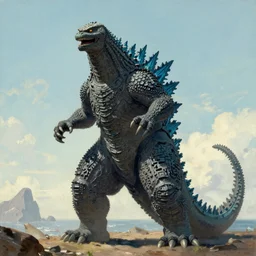 character portrait of godzilla by john sargent