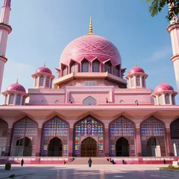 nasir al - mulk mosque, the pink mosque, islamic architecture, stained glass windows : : cinematic, renderman, physically based rendering : : digital painting