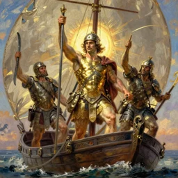 rome warrior on boat by repin rutkowski beksinski