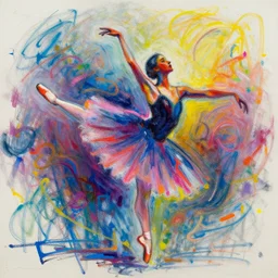 ballet dancer movement by cy Twombly and BASTIEN LECOUFFE DEHARME, colorful, iridescent, volumetric lighting, abstract