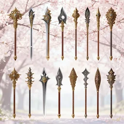 set of sakura tree weapons, concept