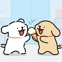 a cartoon of two dogs screaming at each other while fighting over an ice cream cone