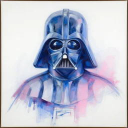 abstract painting of darth vader thin scribble on white canvas, blue and pink shift, martha jungwirth sketch, drawn by yves tanguy, oil on canvas, thick impasto