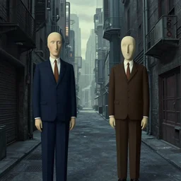 a cyberpunk backstreets of a futuristic city by rene magritte and kim keever