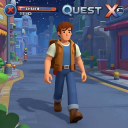 the main character walking down the main street in a small space colony, from Space Quest X, a serria online game, made in 1992