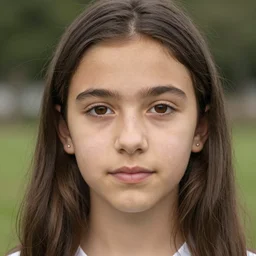 athletic spanish 2 0 years old girl, pretty face, pointy nose, big brown eyes, small lips, long brown hair,