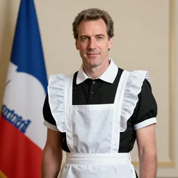 Nicolas Sarkozy in a maid outfit, photograph