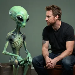 joe rogan interviewing an alien, octane render, by greg rutkowski