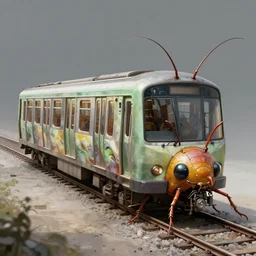 insectoid metro train as centipede, concept art by alexey andreev, 4 k resolution, trending on artstation, realistic, intricate, medium full shot