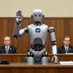 associated press photo of a robot in a brooks brothers suit swearing oath before giving congressional testimony, Sigma 24mm f/8