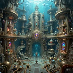 underwater spy facility, grand obsessive compendium. intricate artwork, by tooth wu, wlop, beeple, dan mumford. concept art, octane render, trending on artstation, greg rutkowski very coherent symmetrical artwork. key art, high detail, octane render, 8 k, iridescent accents