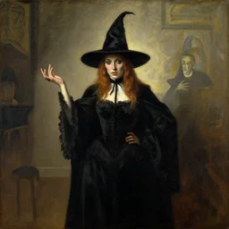 witch paying for her sins, victorian painting, by simon stalenhag, by picasso, by jean honore fragonard, by edward hopper