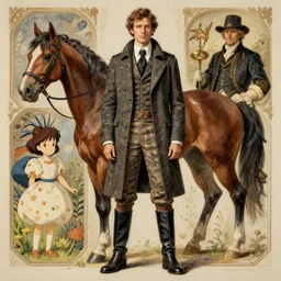 cloth fabric jodhpurs knee high boots travel coat fashion, riding horse, greg manchess painting by sargent and leyendecker, studio ghibli, fantasy, medium shot, asymmetrical, intricate, elegant, matte painting, illustration, hearthstone, by greg rutkowski, by greg tocchini, by james gilleard, by joe fenton