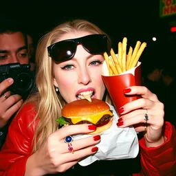 paparazzi photo of jeffree star eating hamburger and fries