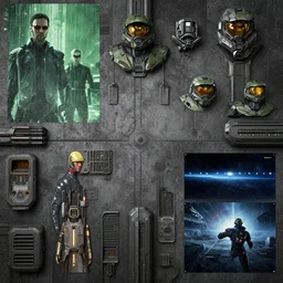 a flat lay texture of an industrial scifi wall inspired by the matrix, star wars, ilm, beeple, star citizen halo, mass effect, starship troopers, elysium, the expanse, high tech industrial, Artstation Unreal