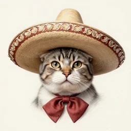a well designed portrait of a cat wearing a sombrero, detailed, realistic, sketch style, artstation, greg rutkowski, 8 k resolution.
