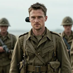 tobey maguire dressed as a us ww 2 army soldier during the battle of midway, highly detailed, cinematic lighting, photorealistic
