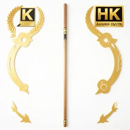 single wooden long straight thin ninja fighting staff with oriental ornaments, weapon, highlight, vertical, centred, highly symmetric, sci - fi, fantasy, japan, dnd, close shot, bright uniform background, award winning, 8 k