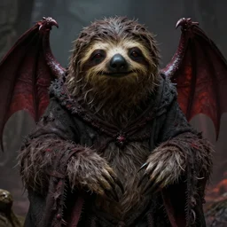 unholy sloth, animal sloth, anthropomorphic sloth, demon, demonic robes, dirty matted fur, evil, horror, ultra details, art by artgerm, dwayne barlowe, trending on artstation and greg rutkowski and alphonse mucha, 8 k