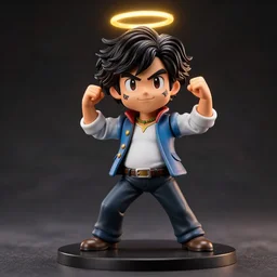 bob ross, ultimate form an anime nendoroid of bob ross painter fighter, figurine, detailed product photo, halo above head, dramatic lighting