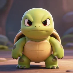 super cute but angry turtle, portrait, face symmetry, centered, anime style, disney character style, octane render, symetrical portrait, 3 d, pixar, disney, epic lighting, cinematic composition, hyperrealistic 8 k - n 9