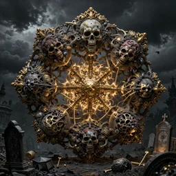 a group of skeleton rotten flesh in a gothic cemetery, dark, night, stormy clouds,m, mandelbulb 3D fractal, trending on artstation,subtle gold accents, beautifully lit, by zdzislaw beksinski, tsutomu nihei, peter mohrbacher, hyper detailed, insane, details, intricate, elite, ornate, elegant, luxury, dramatic lighting, CGsociety, hypermaximalist,golden ratio, environmental key art, octane render, weta digital, micro details, structure, ray trace, 4k, epic