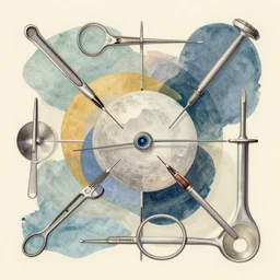 medical instruments, surrealistic collage art