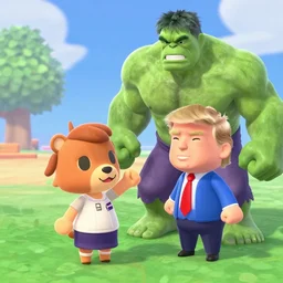Hulk hogan fighting with Donald Trump in Animal Crossing