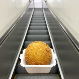 a croquette in an elevador, 8k, realistic