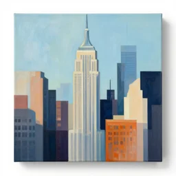 new york city building abstract geometric flat painting
