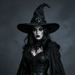 portrait of an onyx witch, particle effects, realistic, highly detailed, cinematic