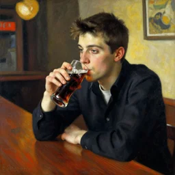 young man in a bar drinking coca cola by toulouse lautrec