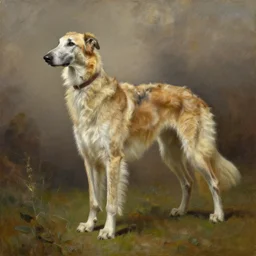irish wolfhound, oil painting, in the style of the monarch of the glen by sir edwin landseer