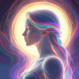 side profile portrait, imogen poots paladin, gloomhaven, d & d, soft, smooth, luminescent, art nouveau, concept art, backlit glow, ripples, swirly vibrant color lines, holy, gaudy colors, aesthetic octane render, 8 k, by ilya kuvshinov!!!, cushart krentz, gilleard james