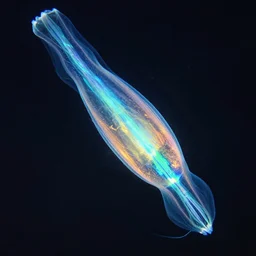 salps, bioluminescence, macro abstract art, iridescent