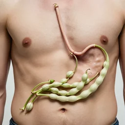 parasitic beans growing inside a adult male's stomach, real picture