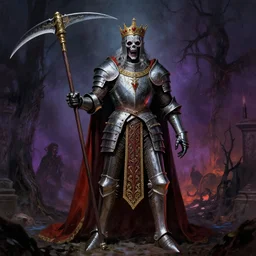cinematic colorful horror artwork by jean delville, beksinski, bernie wrightson ; full body shot of an ancient wright knight wearing royal ornamented armor, ghastly, wielding scythe, full body concept, haunting, brutal scary terrifying, 8 k hdr, creepy intricate ; dramatic lighting, insanely detailed