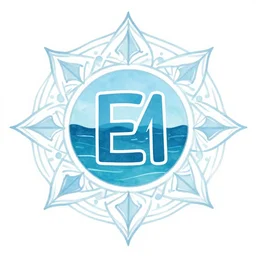 mandala with em letters inside, sea, blue, lagoon, art, minimalistic,