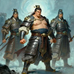 tales from earthsea, attractive beefy male with armor, ancient china, three kingdoms, character design, dynamic lighting, cool and bright tint, painting by gaston bussiere, craig mullins, j. c. leyendecker, tom of finland