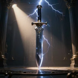 a movie poster of about a dark lightning blade fan in a room