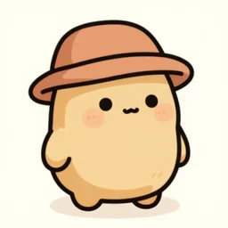 cute potato character wearing a hat