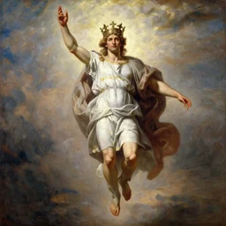 beautiful expressive oil painting portrait of ancient roman god emperor steve buscemi ascending wearing the civic crown levitating in religious pose, art by anders zorn, wonderful masterpiece by greg rutkowski, beautiful cinematic light, american romanticism by greg manchess, jessica rossier