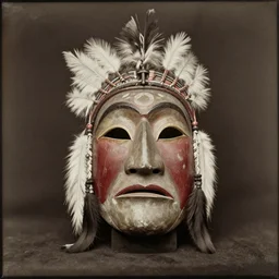 vintage photo of a native american shaman mask by edward s curtis, photo journalism, photography, cinematic, national geographic photoshoot