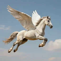 a winged horse is flying in the sky, digital art