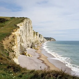 a beautiful view of the cliffs at the beach, by william stanley haseltine