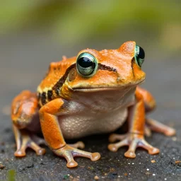 photo orange frog with teal eyes