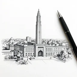 ahmedabad city, ball point pen sketch, high detailed